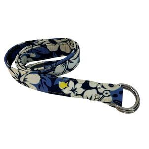 Maax Bluefish River Woman's Blue Floral Cotton Belt Size L Large Casual Preppy